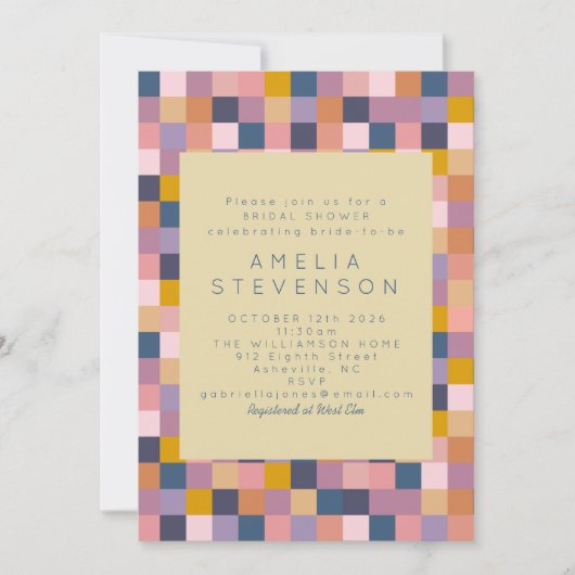 Paars en geel geometrisch Vrijgezellenfeest Kaart (Voorkant)