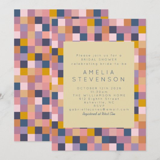  Paars en geel geometrisch Vrijgezellenfeest Kaart (Voorkant / Achterkant)