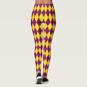 Paars en geel Harlekijn geruit ontwerp Leggings (Achterkant)