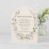 Paars en Geel Kleine Bloem Baby Shower Kaart (Staand voorkant)