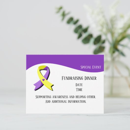 Paars en geel linthart briefkaart (Staand voorkant)