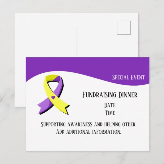 Paars en geel linthart briefkaart (Voorkant / Achterkant)