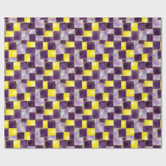 Paars en geel | Moderne faux glitter & Opal Cadeaupapier (Vlak)