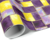 Paars en geel | Moderne faux glitter & Opal Cadeaupapier (Rol Hoek)