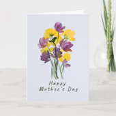 Paars en Geel Moederdag Boeket Kaart (Voorkant)