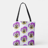 Paars en geel patroon van pansie tote bag (Achterkant)