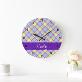 Paars en geel patroonpatroon grote klok (Huis)