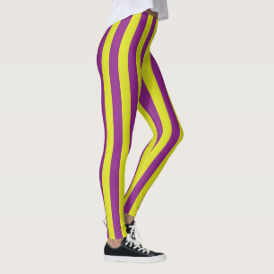 Paars- en gele Vintage Stripes Leggings