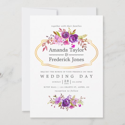 Paars en gewelddadige Waterverf Kaart (Voorkant)