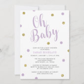 Paars en Glitter Oh Baby shower Kaart (Voorkant)