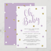Paars en Glitter Oh Baby shower Kaart (Voorkant / Achterkant)