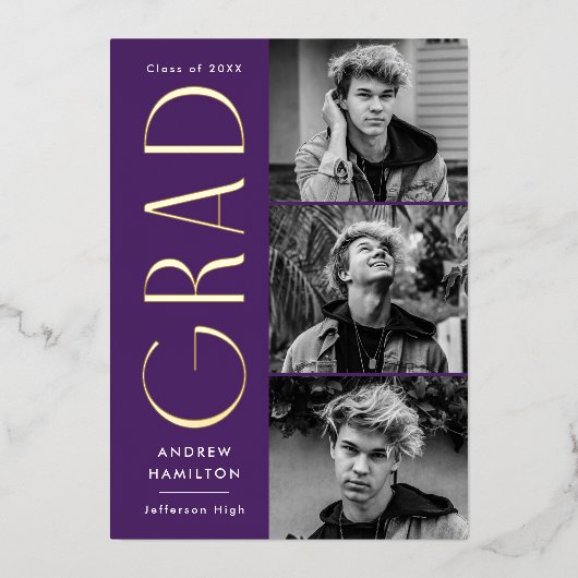 Paars en Gold 3 Aankondiging van het Afstuderen Fo (Voorkant)