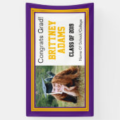 Paars en Gold Afstudeerder Eén foto Spandoek (Verticaal)