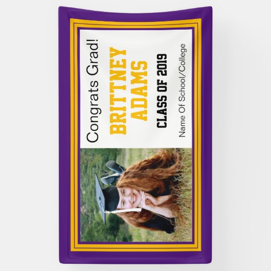 Paars en Gold Afstudeerder Eén foto Spandoek (Verticaal)