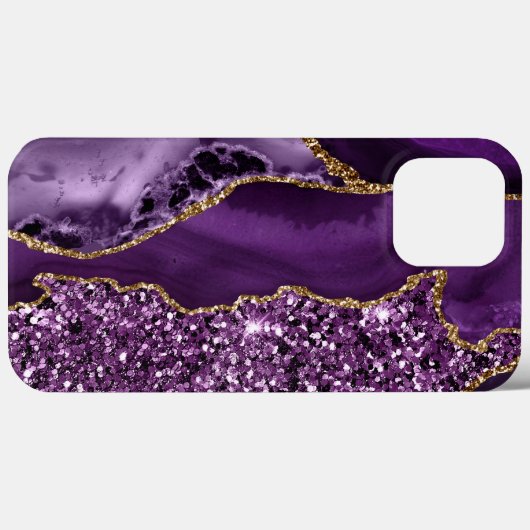 PAARS EN GOLD AGATE PATTERN Case-Mate iPhone CASE (Achterkant (horizontaal))