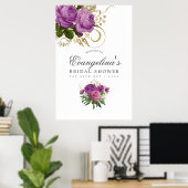 Paars en Gold  Chic Vrijgezellenfeest Welkom Poster (Thuiskantoor)