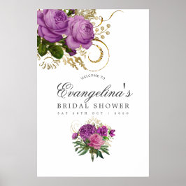 Paars en Gold  Chic Vrijgezellenfeest Welkom Poster