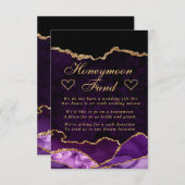 Paars en Gold Faux Glitter Agate Honeymoon Fund Informatiekaartje (Voorkant / Achterkant)