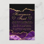 Paars en Gold Faux Glitter Agate Honeymoon Fund Informatiekaartje (Voorkant)