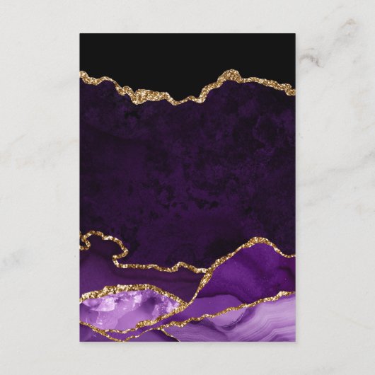Paars en Gold Faux Glitter Agate Honeymoon Fund Informatiekaartje (Achterkant)