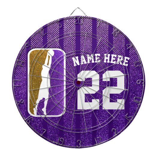 Paars en Gold Glitter Basketball Team Jersey Dartbord (Voorkant)