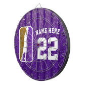 Paars en Gold Glitter Basketball Team Jersey Dartbord (Voorkant Rechts)