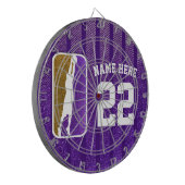 Paars en Gold Glitter Basketball Team Jersey Dartbord (Voorkant Links)