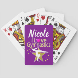 PAARS EN GOLD IK HOU VAN GYMNASTISCH ONTWERP POKERKAARTEN