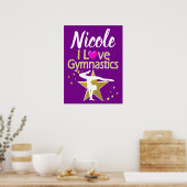 PAARS EN GOLD IK HOU VAN GYMNASTISCH ONTWERP POSTER (Keuken)