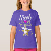 PAARS EN GOLD IK HOU VAN GYMNASTISCH ONTWERP T-SHIRT (Voorkant)