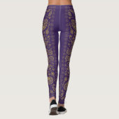 Paars en Gold Paisley-ontwerp Leggings (Achterkant)