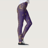 Paars en Gold Paisley-ontwerp Leggings (Rechts)