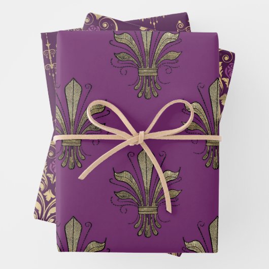 Paars en Gold Paris Inpakpapier Vel (In situ)