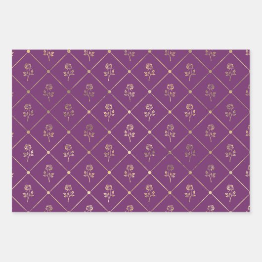 Paars en Gold Paris Inpakpapier Vel (Voorkant 3)