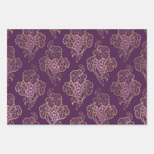Paars en Gold Paris Inpakpapier Vel (Voorkant)