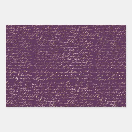 Paars en Gold Paris Inpakpapier Vel (Voorkant)