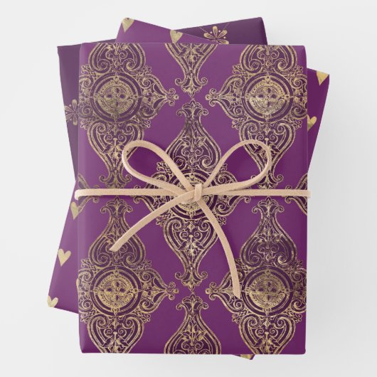 Paars en Gold Paris Inpakpapier Vel (In situ)
