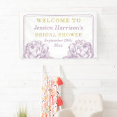 Paars en Gold Peony Floral Vrijgezellenfeest Spandoek (Insitu)