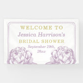 Paars en Gold Peony Floral Vrijgezellenfeest Spandoek (Horizontaal)