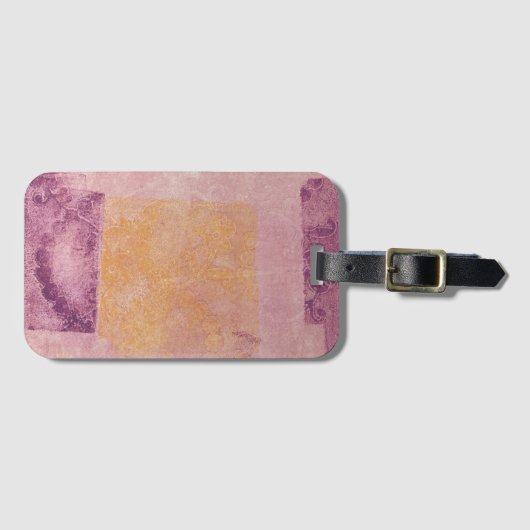 Paars en Gold Square Design Bagagelabel (Voorkant (horizontaal))