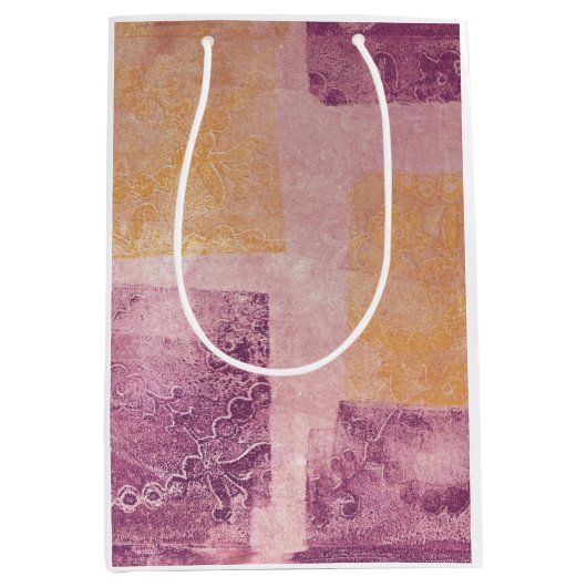 Paars en Gold Square-ontwerp Medium Cadeauzakje (Voorkant)