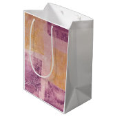 Paars en Gold Square-ontwerp Medium Cadeauzakje (Achterkant Gekanteld)