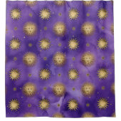 Paars en Gold Sun Celestial Douchegordijn (Voorkant)
