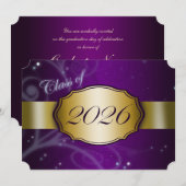 Paars en Goud 2026 Afstuderen Kaart (Voorkant / Achterkant)