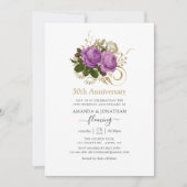 Paars en goud 50ste huwelijksjubileum kaart (Voorkant)