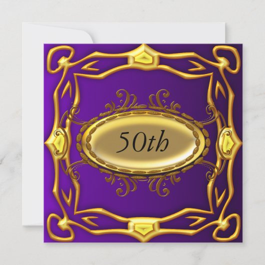 Paars en Goud 50ste verjaardag uitnodiging (Voorkant)