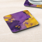 Paars en goud abstract bier onderzetter (Linkerzijde)