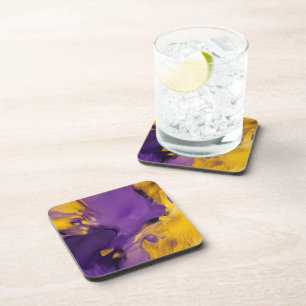 Paars en goud abstract bier onderzetter