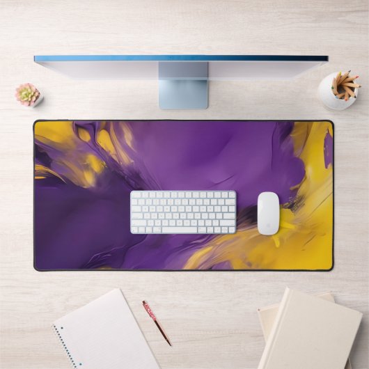 Paars en goud abstract bureaumat (Kantoor 1)