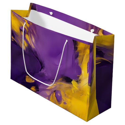 Paars en Goud Abstract Groot Cadeauzakje (Voorkant Gekanteld)